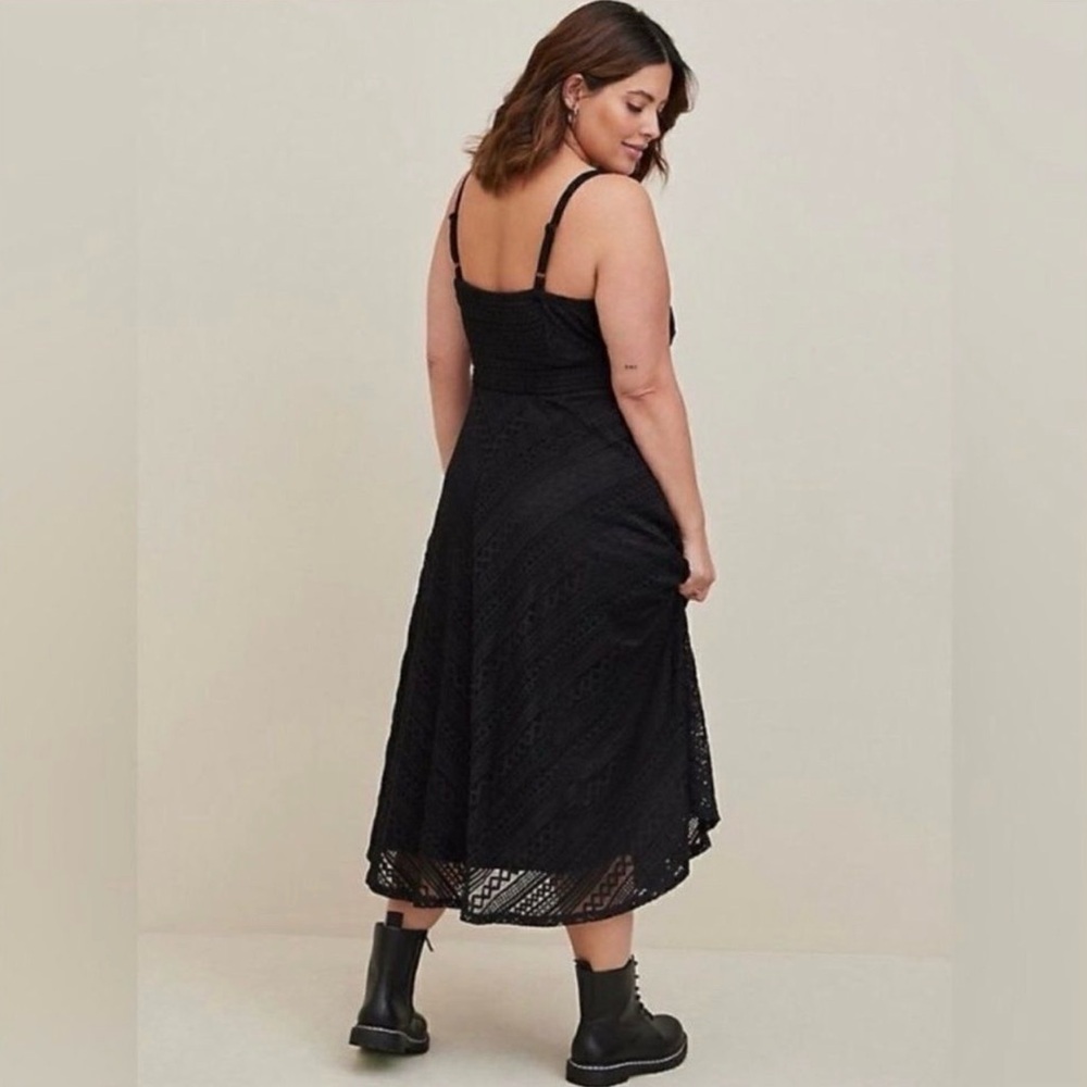 ✨ TORRID Black Lace Midi Dress Size 2X Adjustable Straps Boho Gothic Cottagecore - Picture 2 of 11